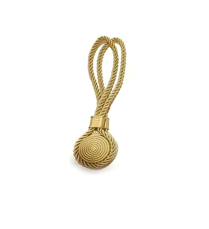 Magnetic Suction Curtain Tiebacks Buckle Rope Binding Holdbacks - Gold