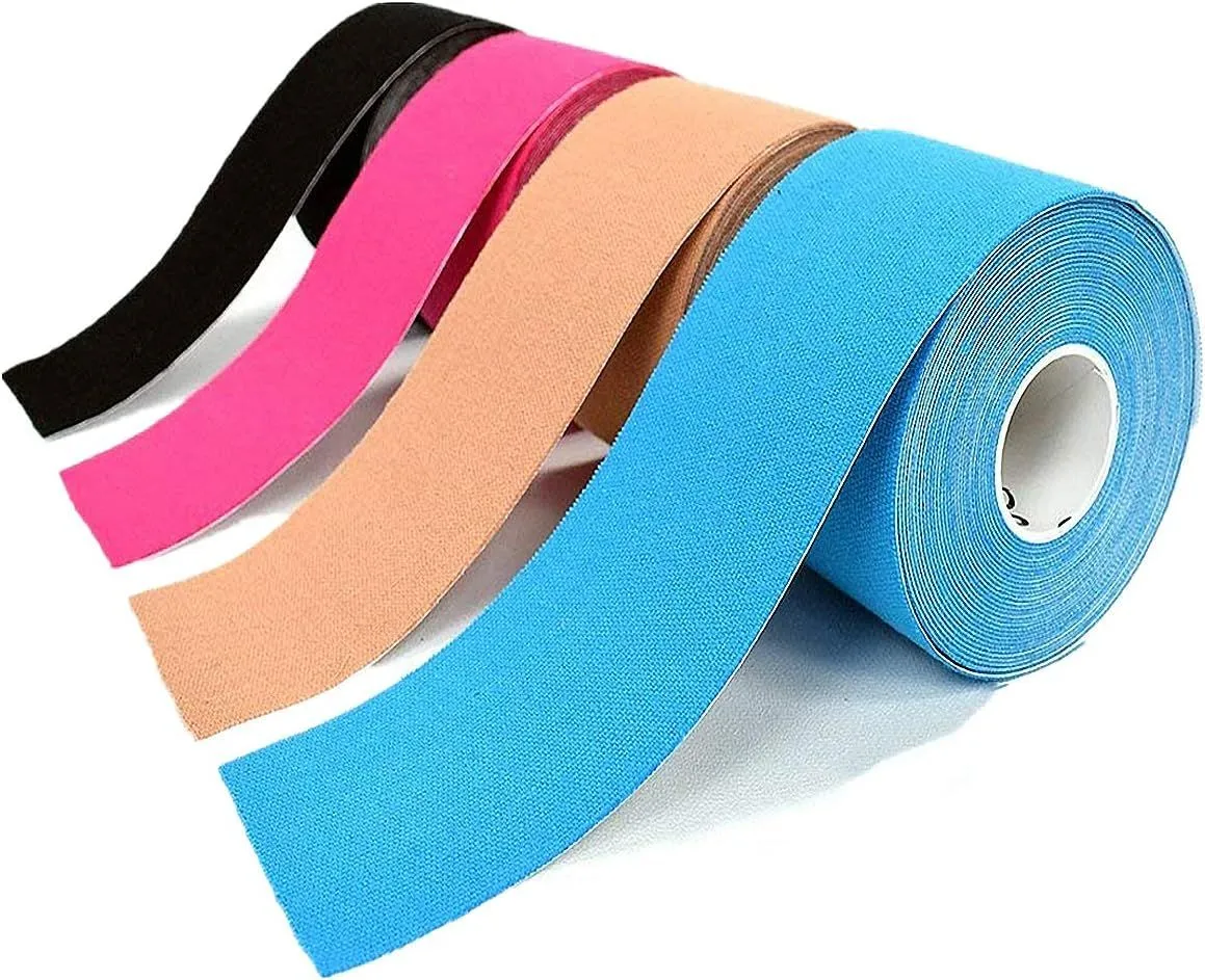4 Rolls Waterproof Breathable Kinesiology Tape,Athletic Elastic Tape