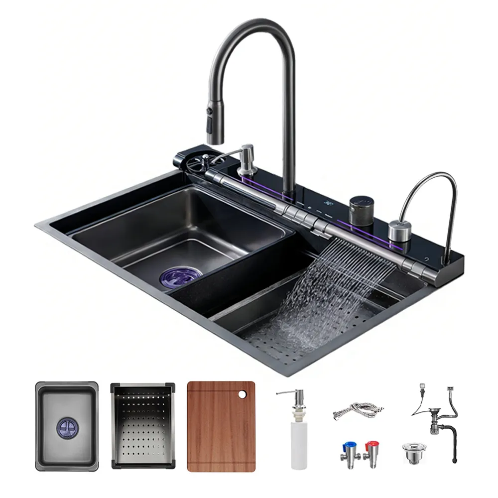 Kitchen Sink Set 304 Stainless Steel with Digital Display Temp Control - 75cm