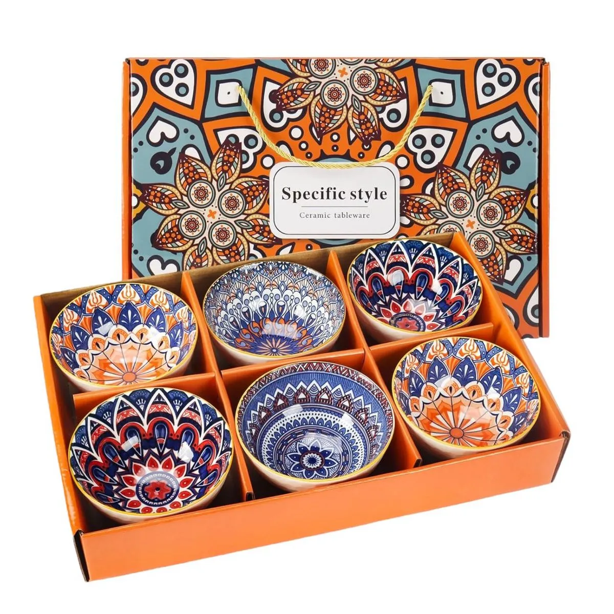300ml Morrocan Style Ceramic Bowl Cereal Dessert Soup Serving Bowl Set of 6