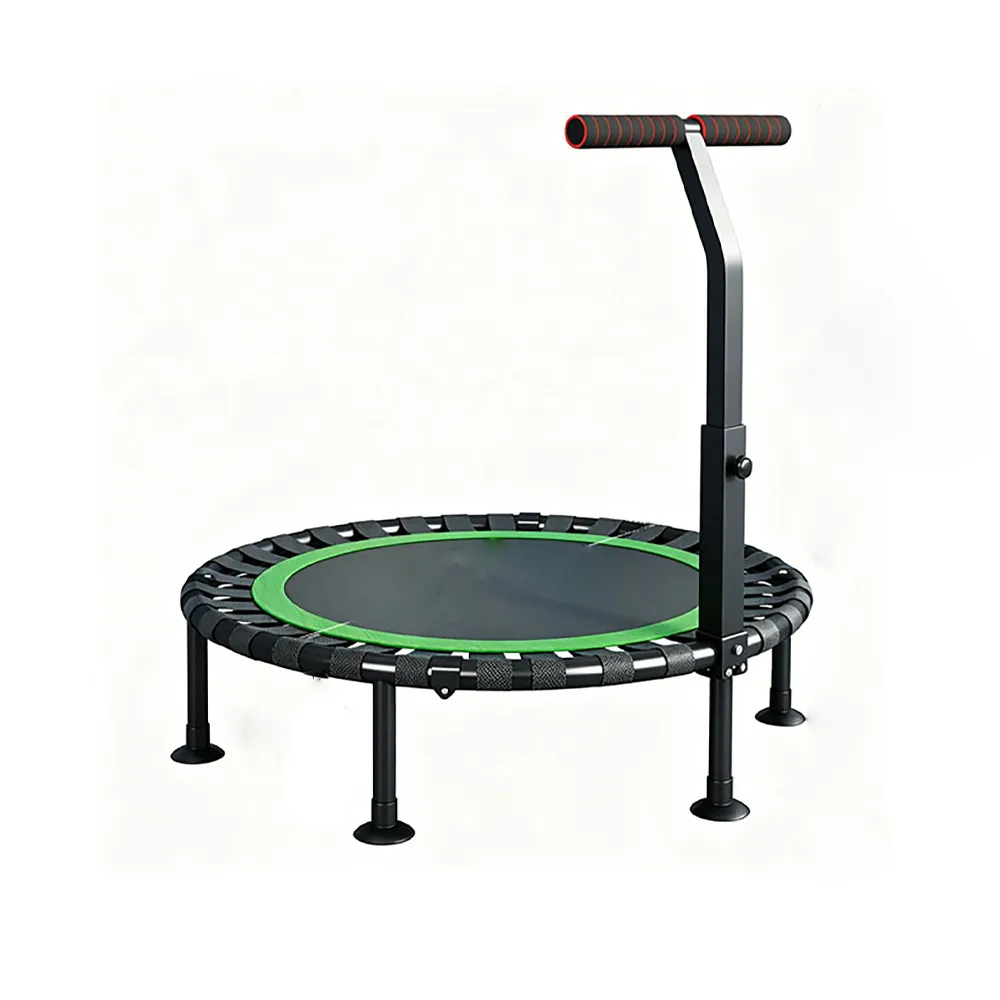 40" Fitness Trampoline with Adjustable Handle Bar Anti-Tip Foldable