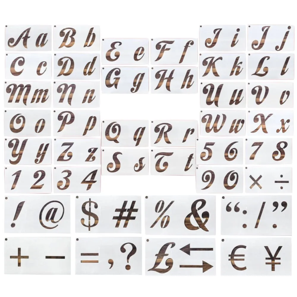 Arts & Craft Alphabet Letter Numbers Signs Templates Washable Stencils 40pc