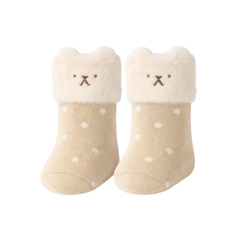 Versatile & Practical Toddler Bear Thermal Socks - Light Beige