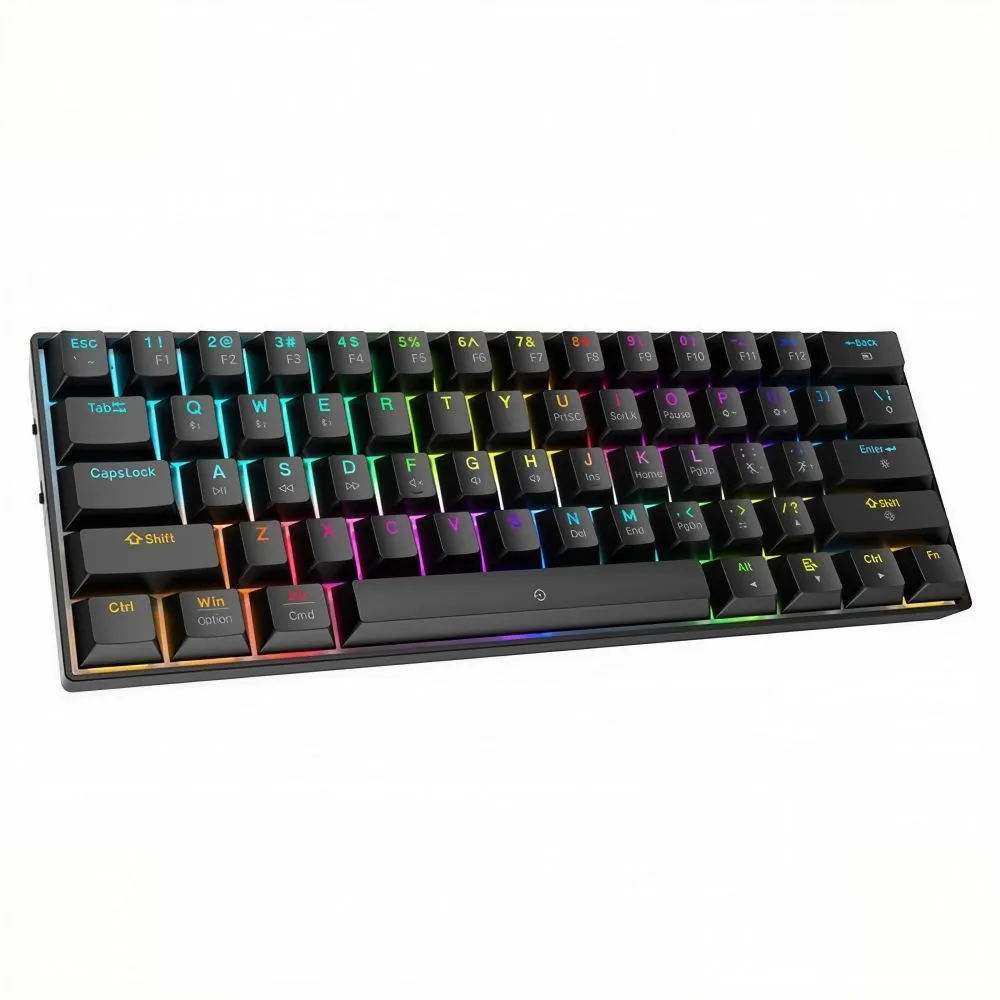 Mechanical Keyboard 61-Key RGB Backlit Bluetooth 2.4G Wireless Tri-Mode