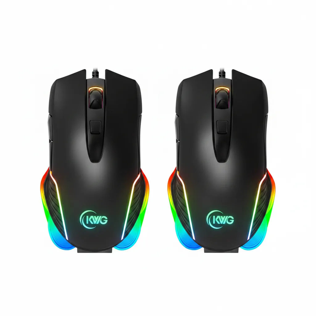 KWG RGB Gaming Mouse with 12,000 DPI and Ergonomic Design - 2 Pack