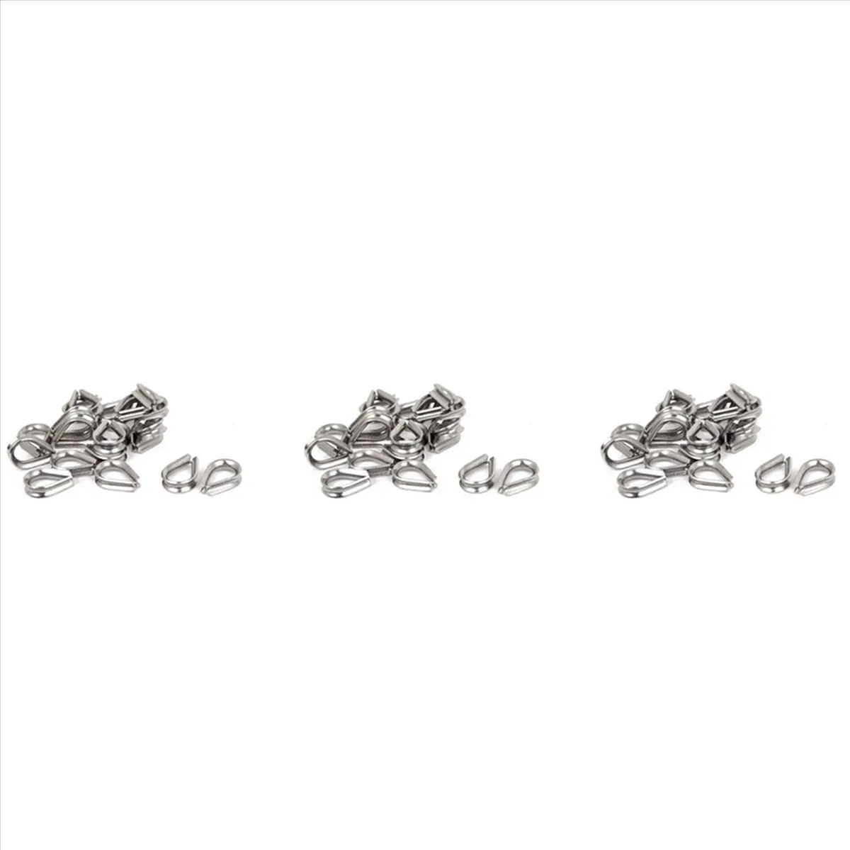 Stainless Steel 2mm Wire Rope Cable Thimbles Silver Tone 60 Pcs