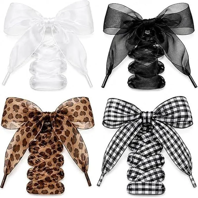 Bow Organza Shoe Laces Multi Pattern Decorative Ribbon Laces For Sneakers