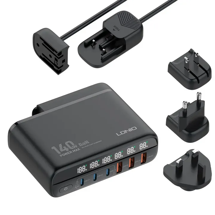 LDNIO A6140 140W GaN 6-Port Fast Charging Station USB-C Desktop Charger
