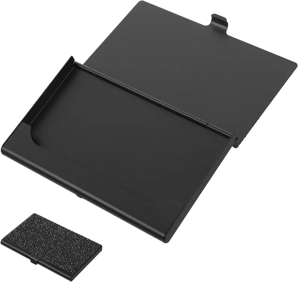 Business Card Holder with Rhinestones Metal Business Card Case Black