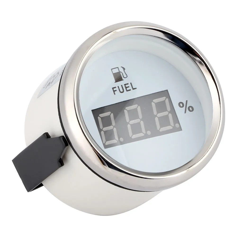 Fuel Gauge Digital Oil Level Meter 2in 190ohm 12V/24V White Dial