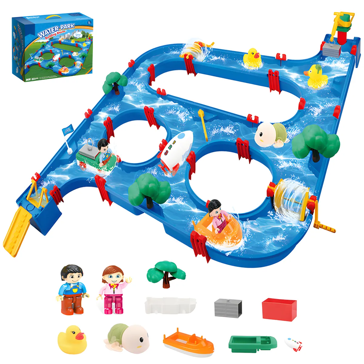 Kids Water Table Toys, 89 piece Water Park Playset Summer Outdoor Toys