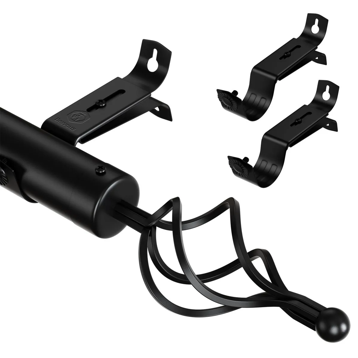 Dezvous Expandable Curtain Rod With Twisted Cage Finial 2m - Black