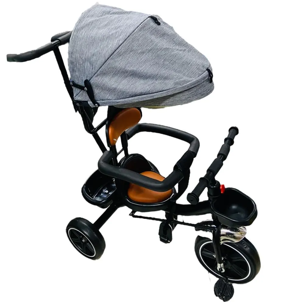 3 in 1 Kids Push Tricycle Trike: Pram, Stroller & Walker Bike - Grey
