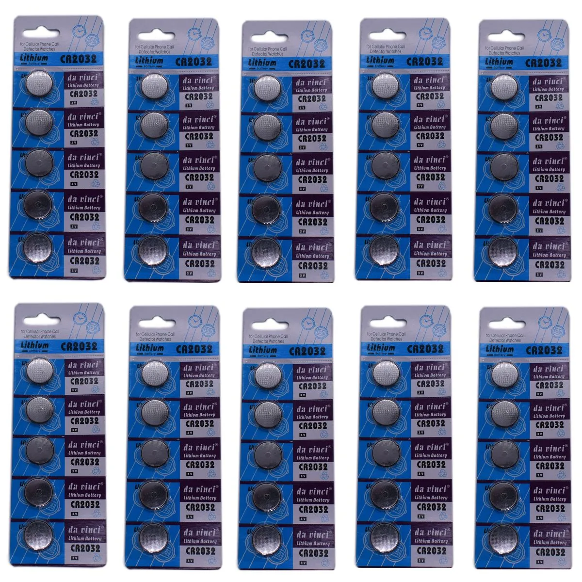 CR2032 3V Lithium Type Cell Watch Battery -10 Packs of 5