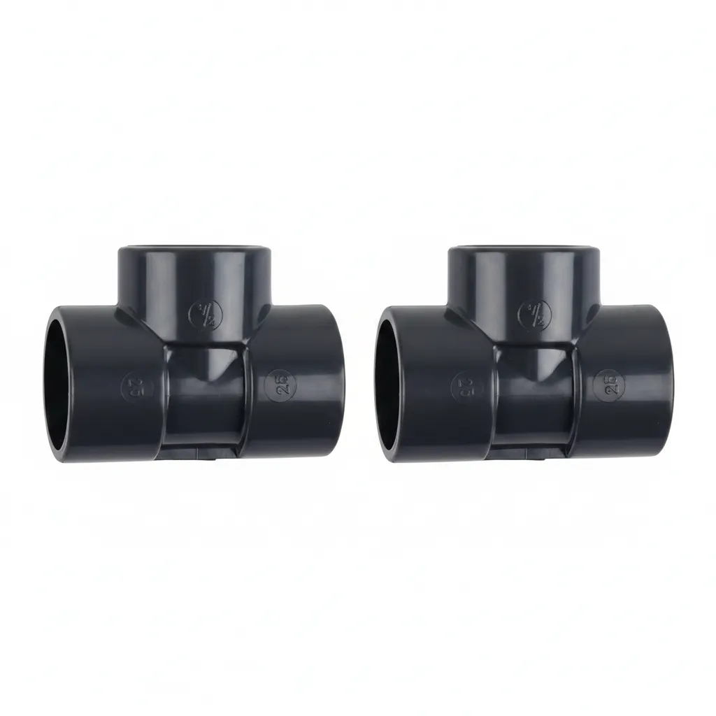 90mm Solvent Weld Tee Pipe Fitting for Plumbing Systems - 2 Pack