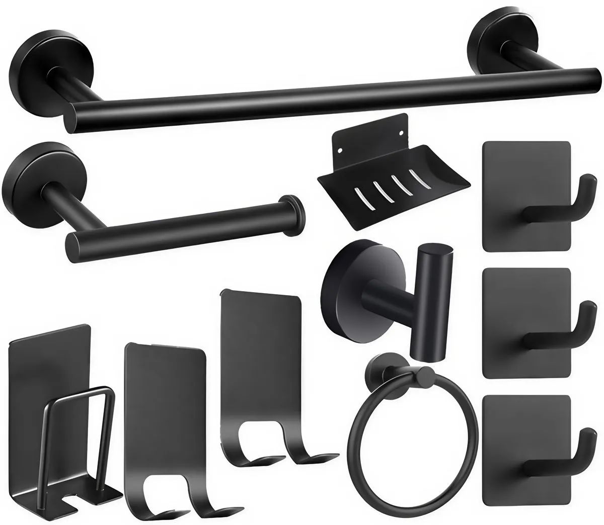 11 Pieces Bathroom Furniture Set Towel Rack Wall Mounted Stainless Steel