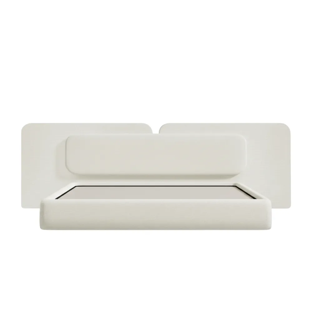 Seas Triple-Panel Sculptural Headboard & Padded Base Set