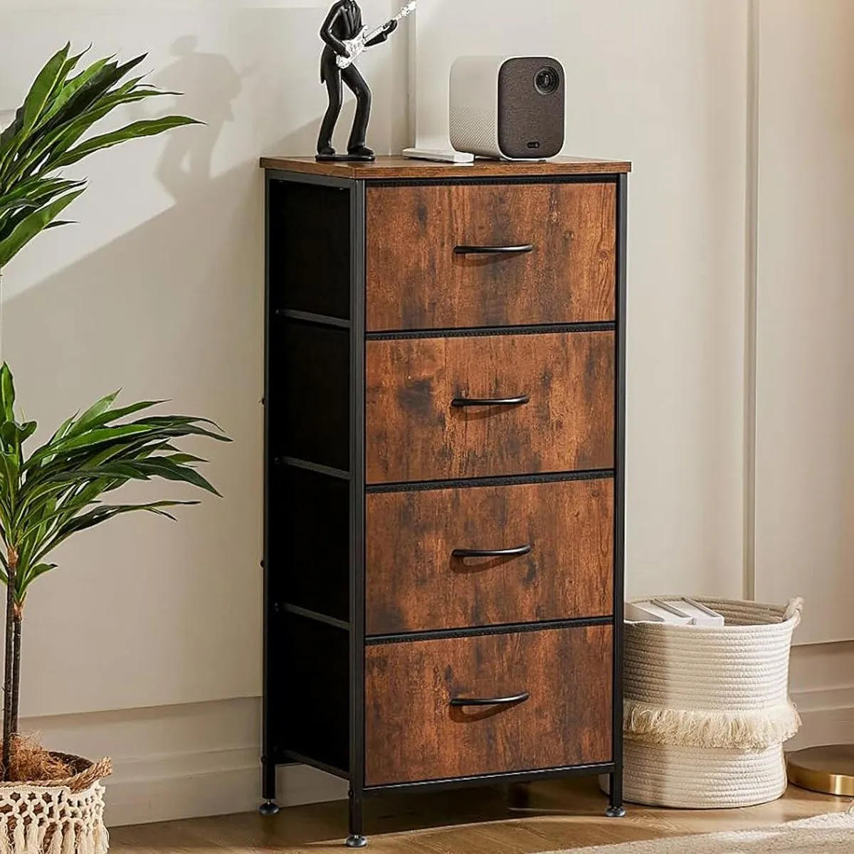 Storage Chest of Drawers 4 Cabinets Fabric Dressing Table Closet Organizer