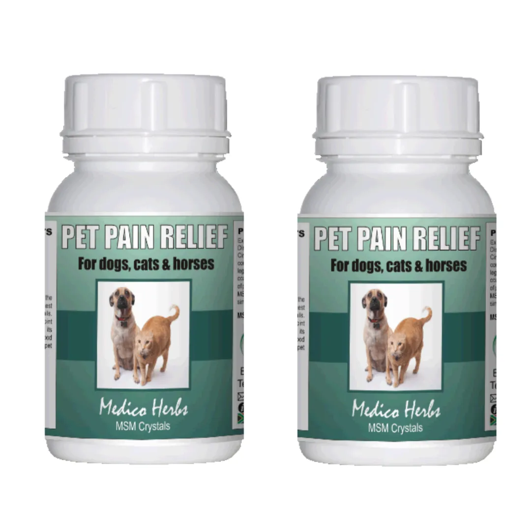 Natural Pet Pain Relief MSM Capsules - 60 x 1000mg (2 Pack)