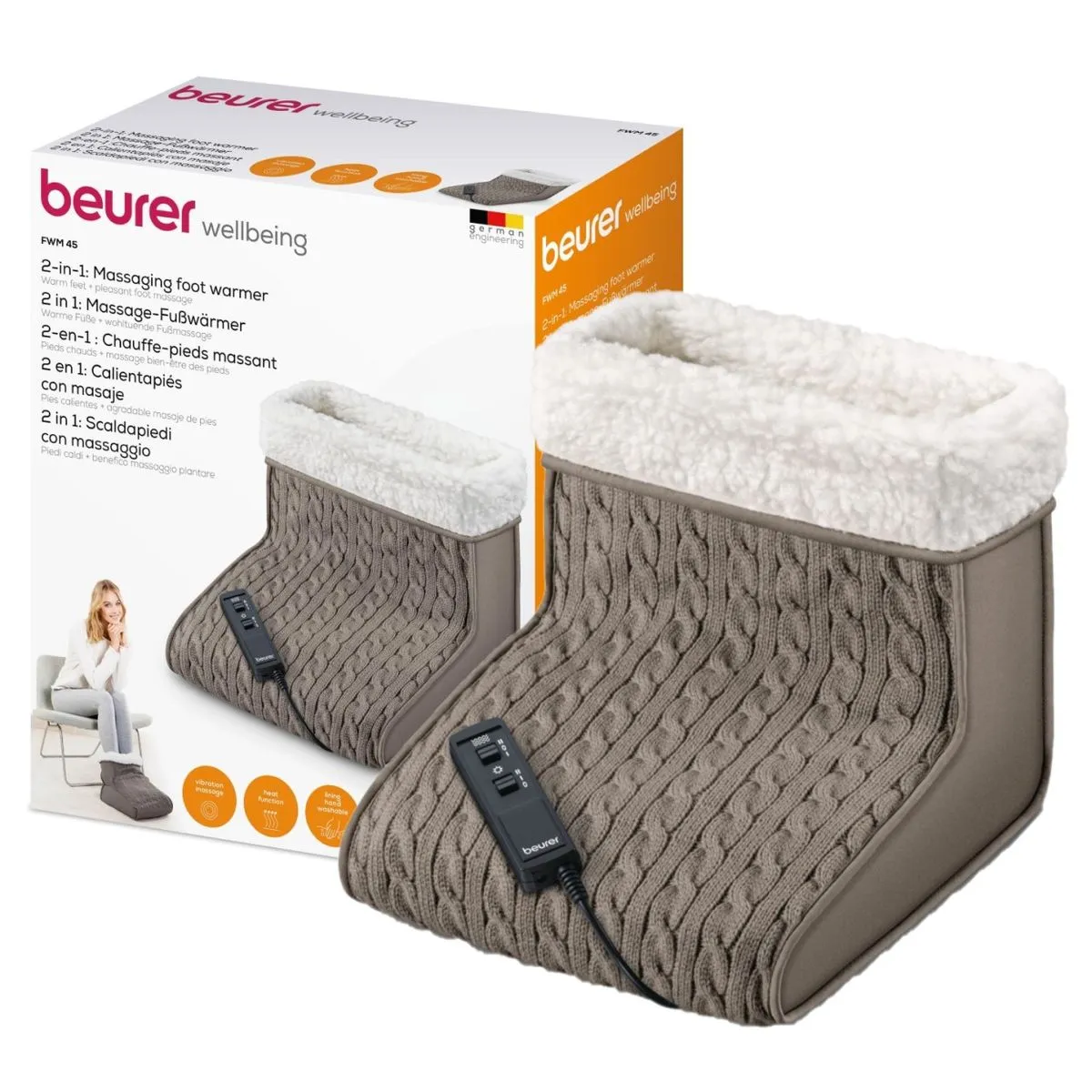 Beurer Electric Foot Massager & Warmer FWM 45 Warmth & Massage Functions