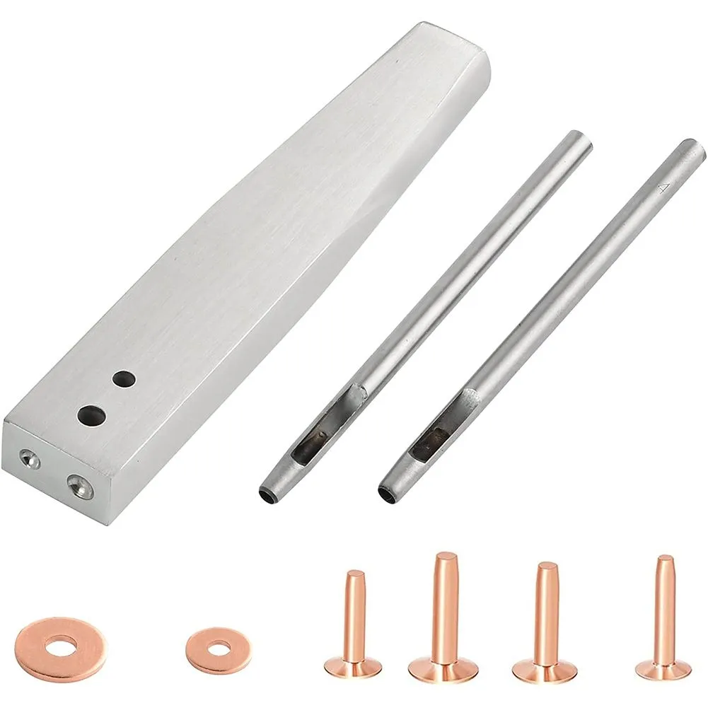 Copper Rivet and Burrs Kit,for Belts Wallets Collars Leather Working
