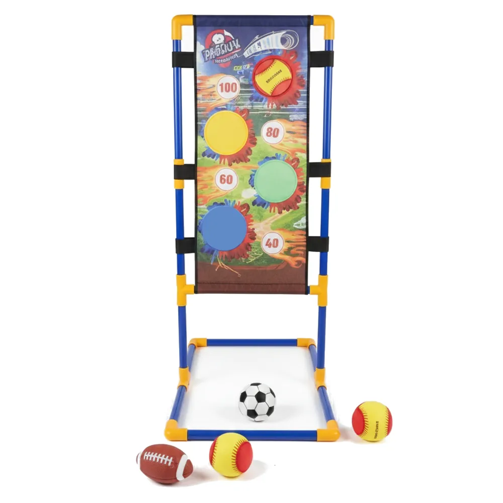 3-in-1 Kids Sports Pitching Game - Baseball, Basketball & Soccer Set