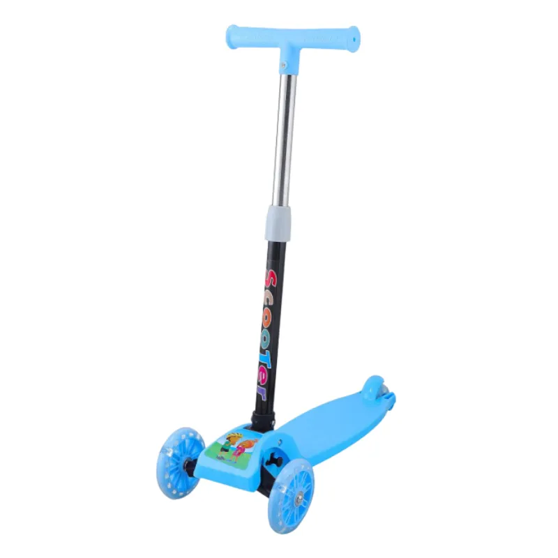 Trendy Skate Scooter with Foldable Handle and Smooth Gliding Wheels - Blue