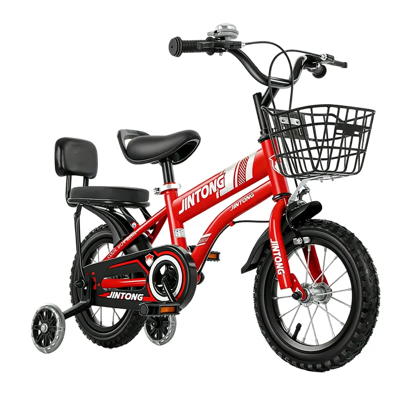 16 inch Red bicycle for kids ages 6-9 with flashing wheels,backrest support