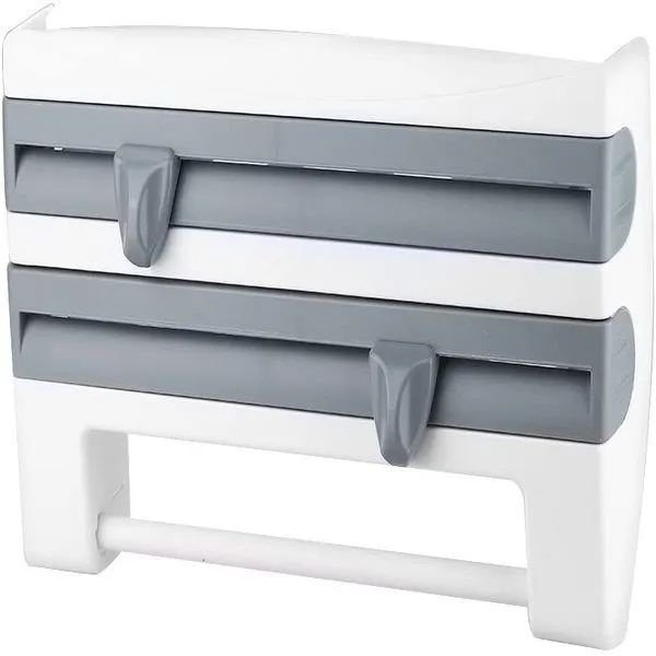4 In 1 Wall Mounted Paper Towel Foil Wrap Dispenser - Grey