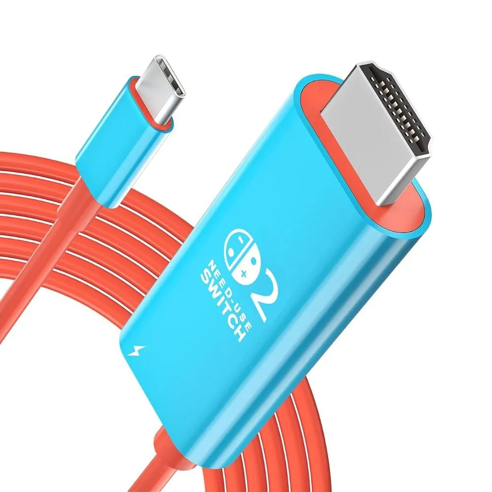 USB-C to HDMI Adapter Cable with 4K Switch Dock and 100W Charging - blue red