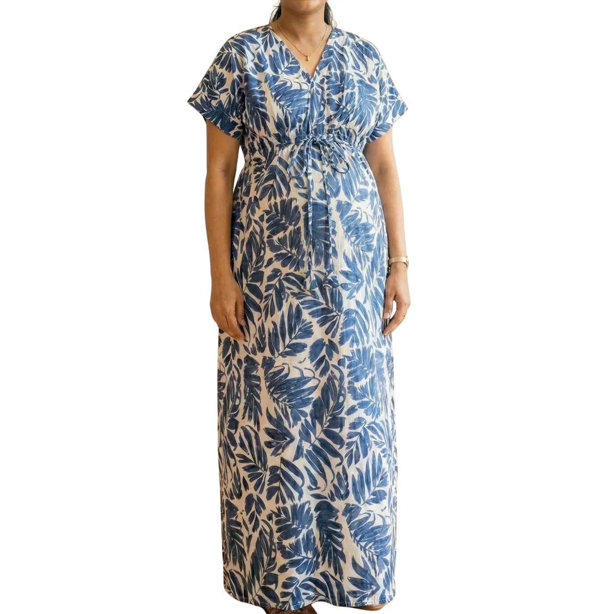 Maternity Dress - Viscose Leaf Print