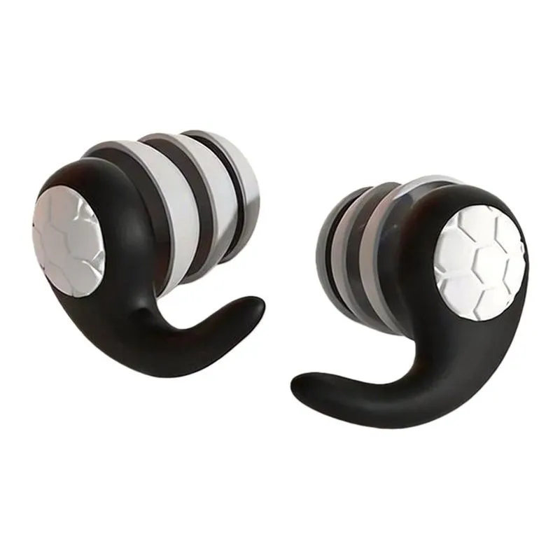 Soft Silicone Earplugs Noise Canceling Waterproof Comfortable Fit 1 Pair - Black