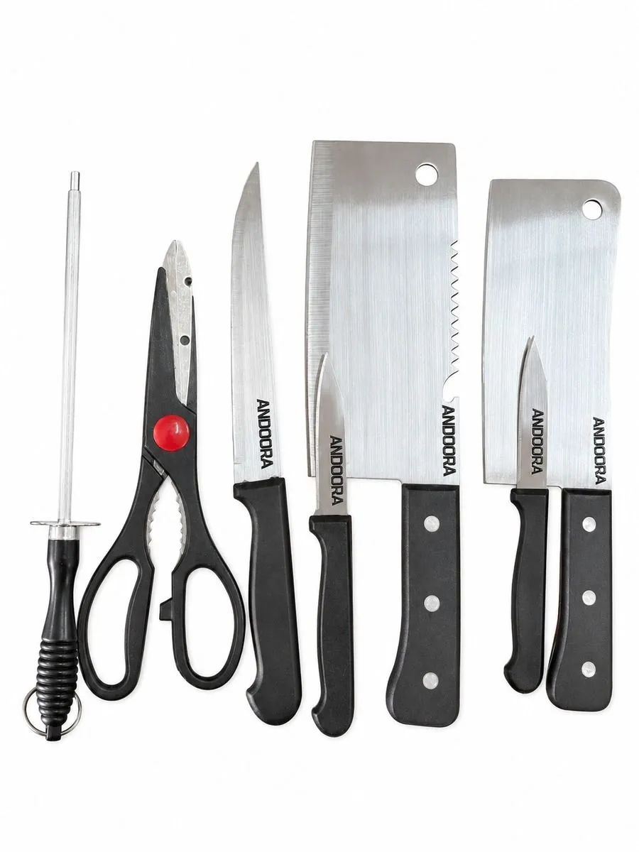 Professional Stainless Steel Kitchen Knife Set with Cleaver