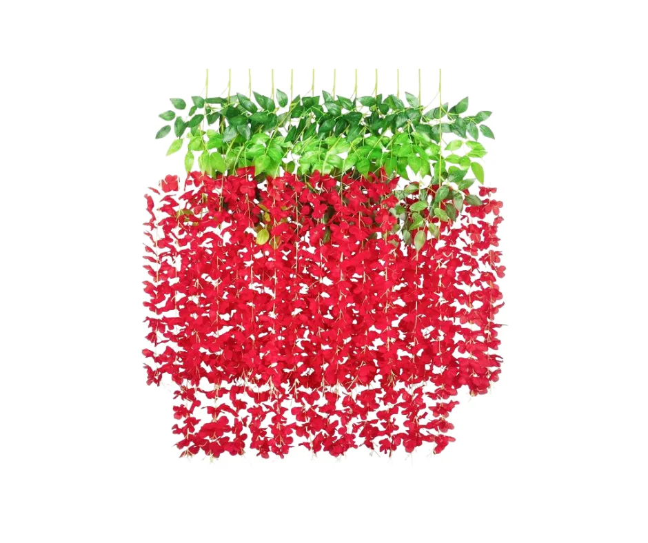 Artificial Wisteria Flowers Hanging Flowers for Wedding Decorations Red
