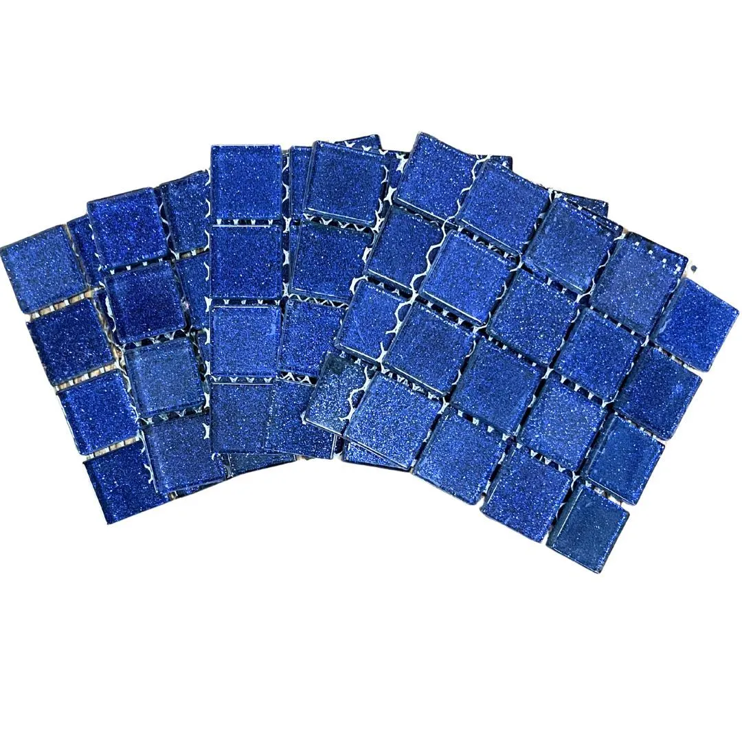 Mosaic Tiles - Deep Blue Glitter 23mm (Craft Size Sheets)