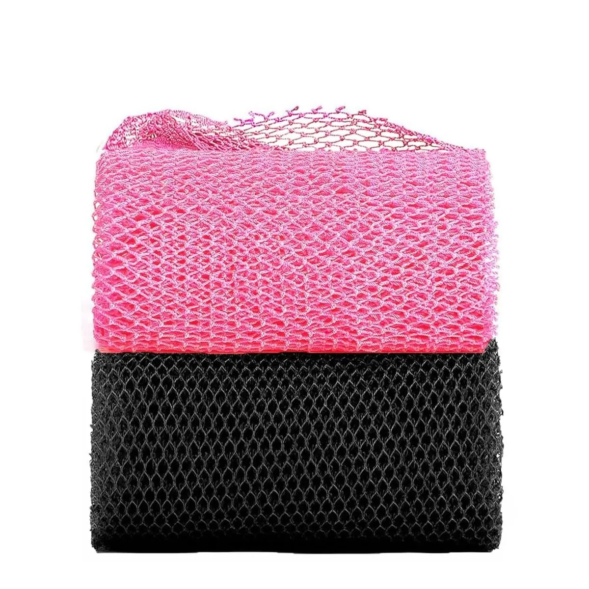 2 Piece African Exfoliating Net Exfoliating Sponge 80 × 30cm - Black & Pink