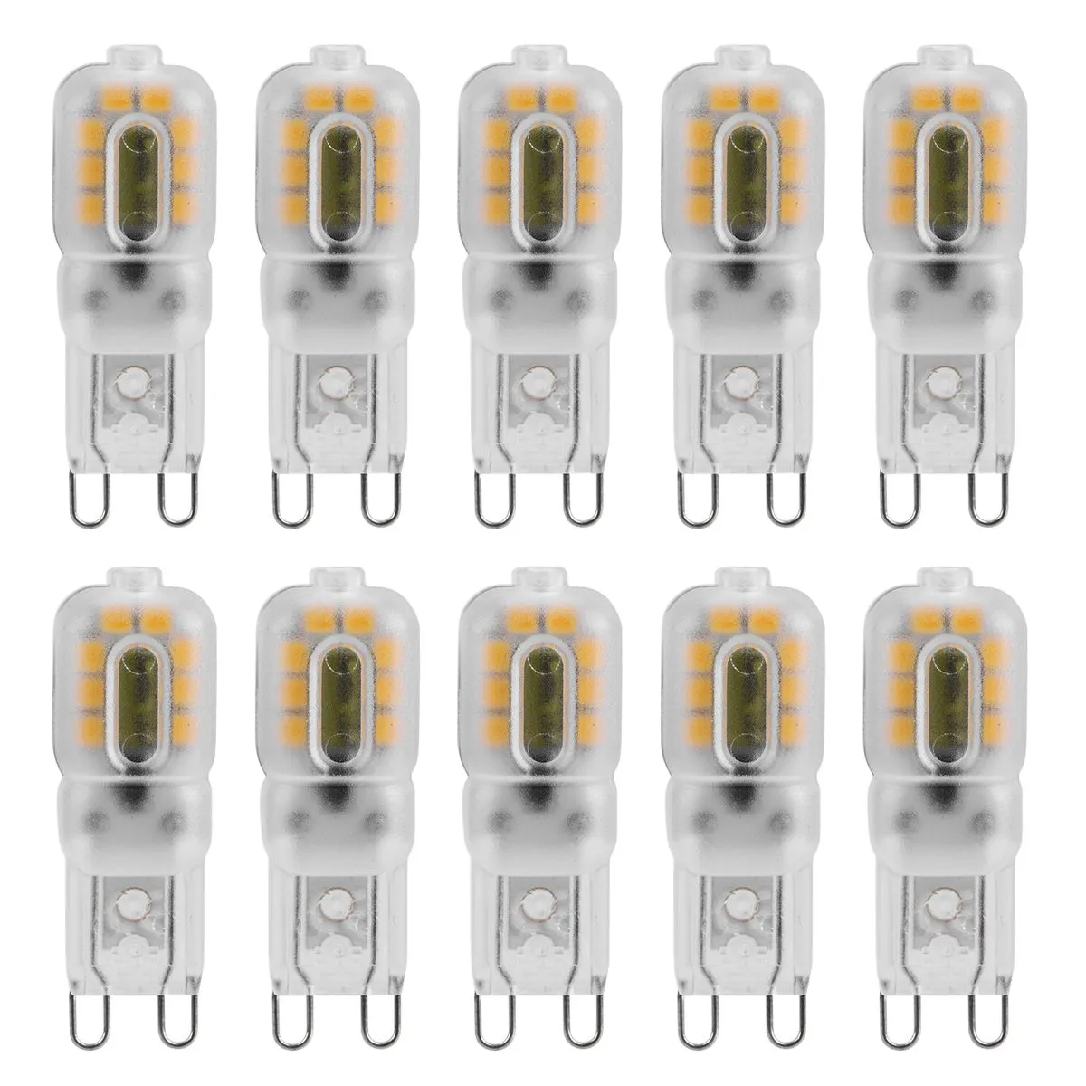 10Piece 1.2W G9 LED Light Bulbs Warm Light 230V for Chandelier Ceiling Wall