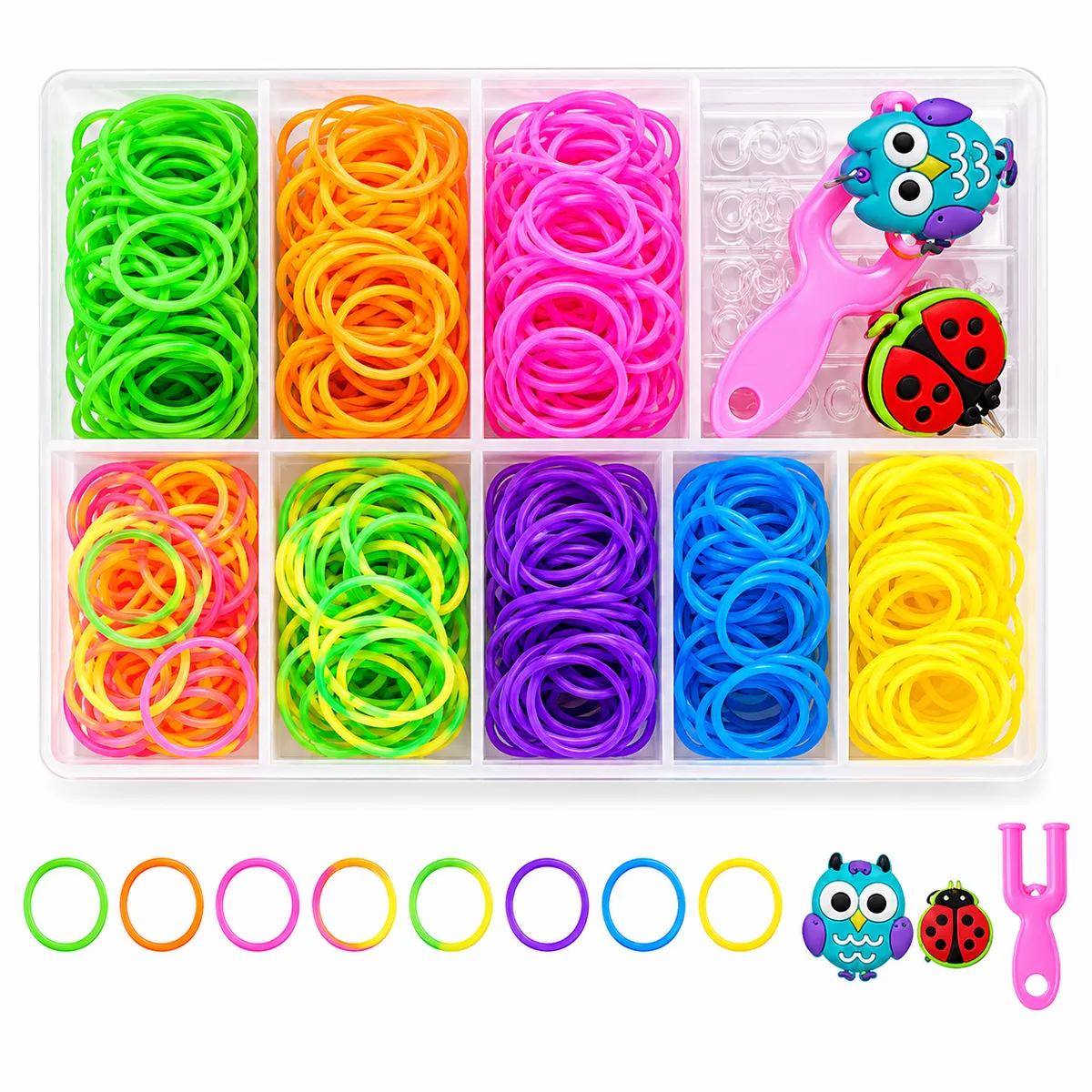 DIY Rainbow Loom Bands Kit - Colourful Rubber Band Craft Set