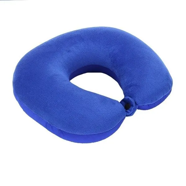 Plush Travel Neck Pillow With Fastener - Blue