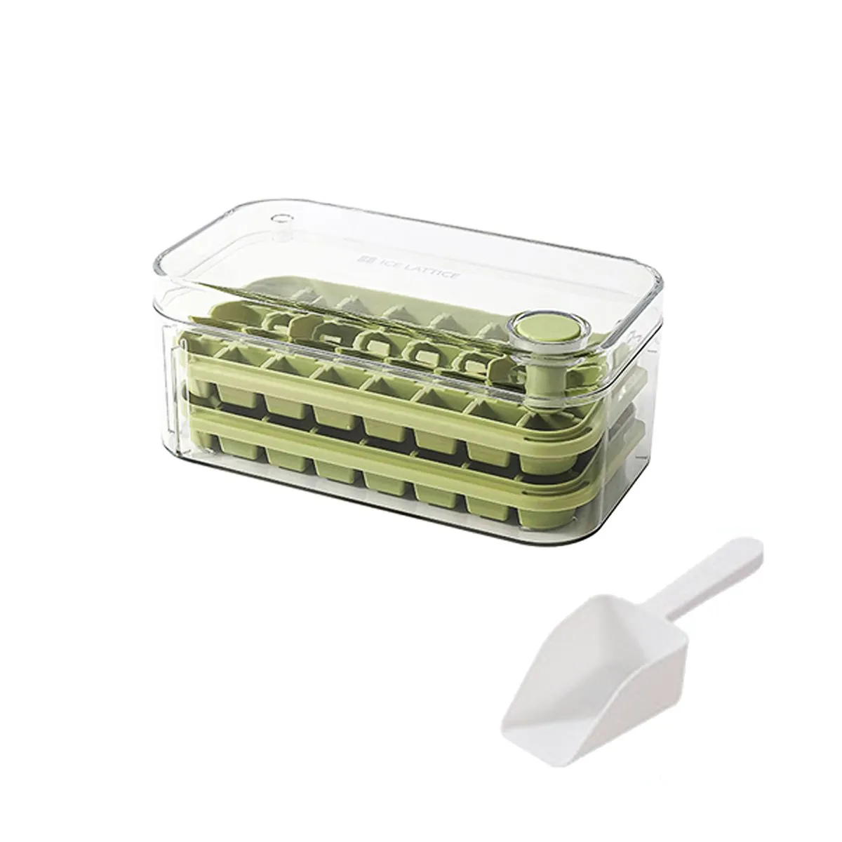 Press-Type Ice Making Mold, Quickly Drop Ice with One Click - Green