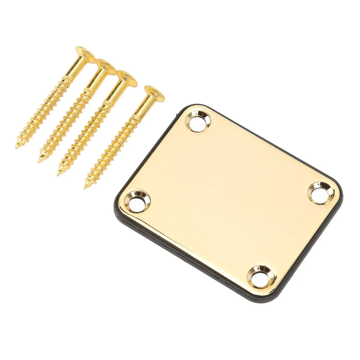 Metal Guitar Neck Plate 4 Holes Square Mounting for Electric Bass Gold