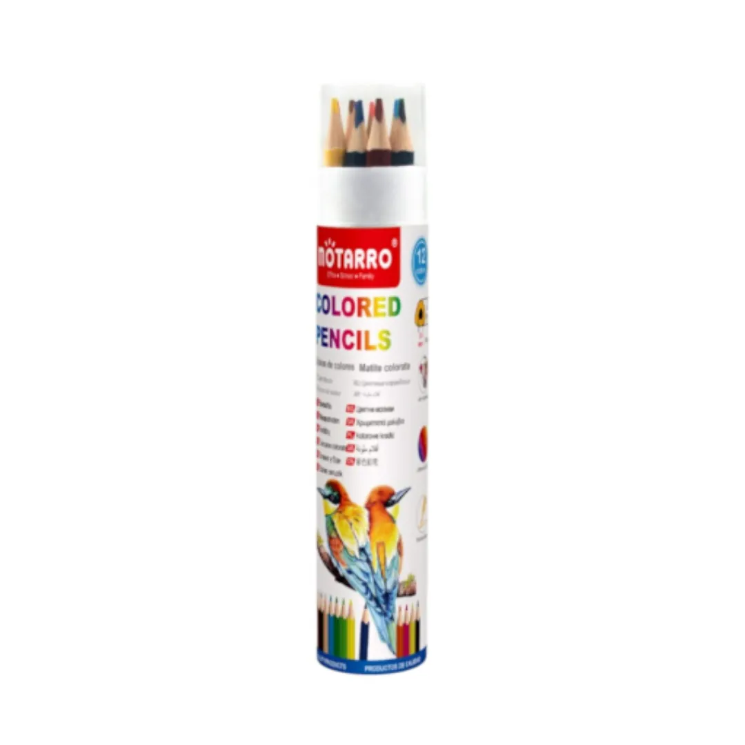 Motarro Colour Pencils - 12 Colours Tube Container
