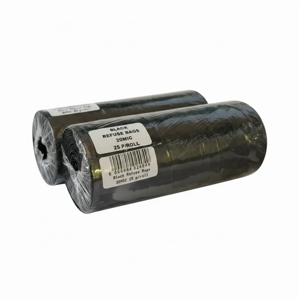 Durable Black Refuse Bags 20 Micron - 50 Bags Total - 2 Pack