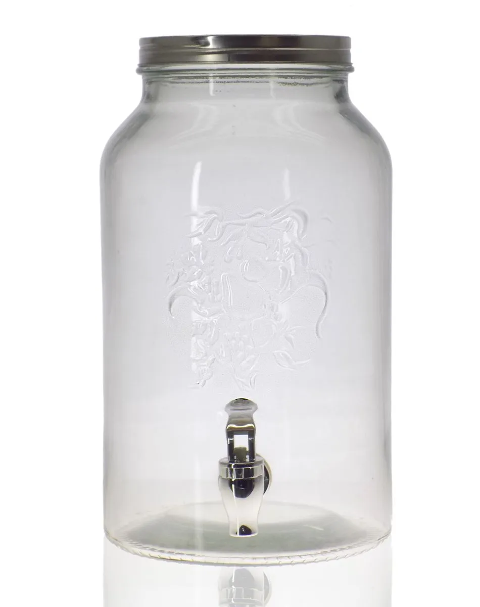 Elegant 6 Litre Glass Juice Dispenser With Silver Lid