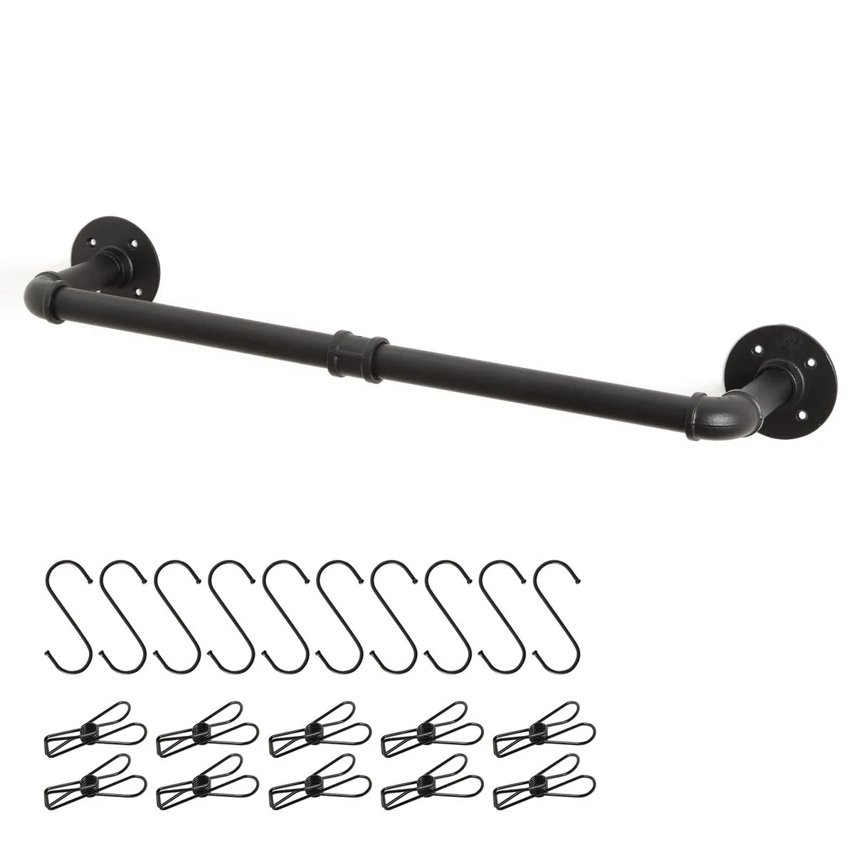 Chenshia Utensil Rack Iron Pipe Wall Mount Heavy Duty 60cm Kitchen Storage