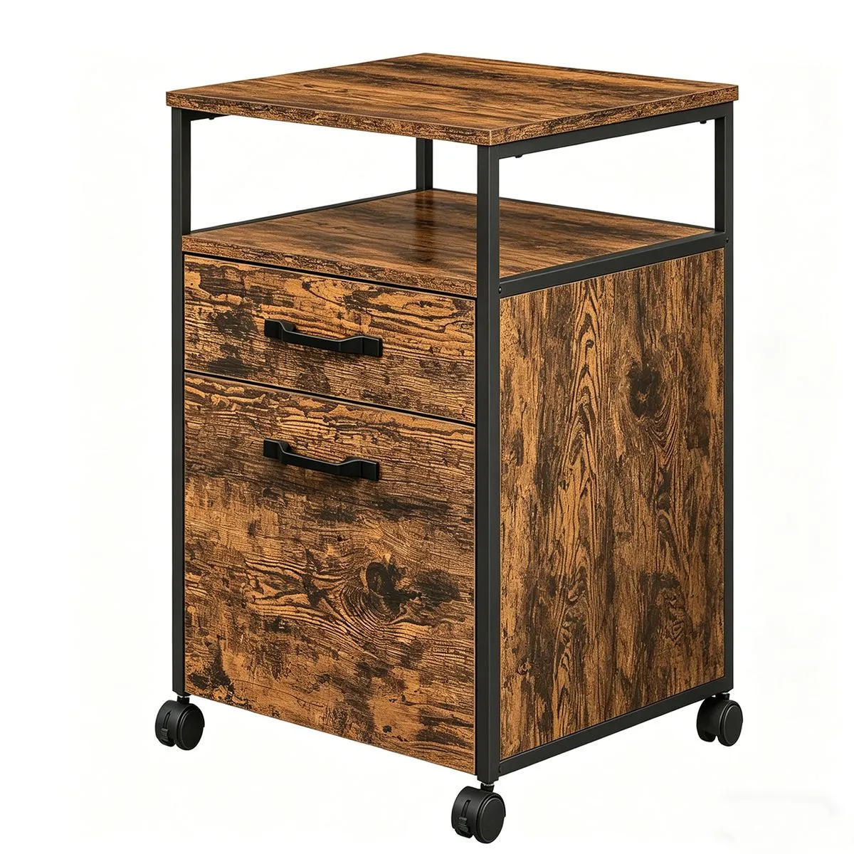 Rolling Mobile File Cabinet Printer Stand with 2 Drawer Open Storage Shelf