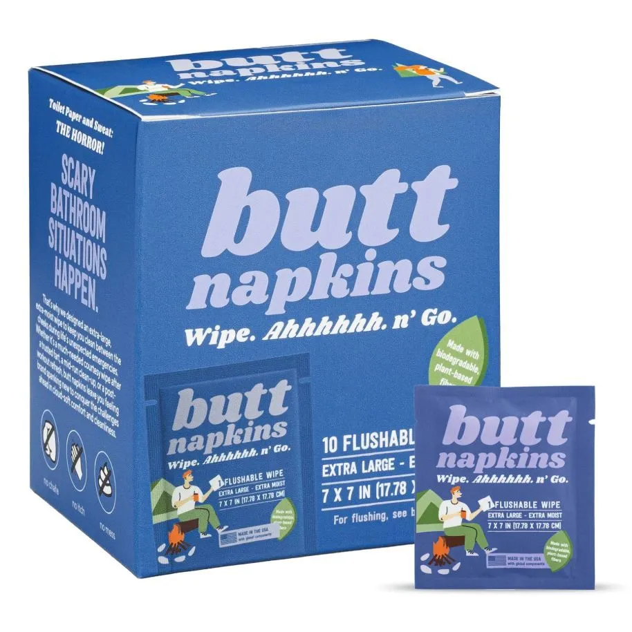 Butt Napkins Camping Wipes Pack x10
