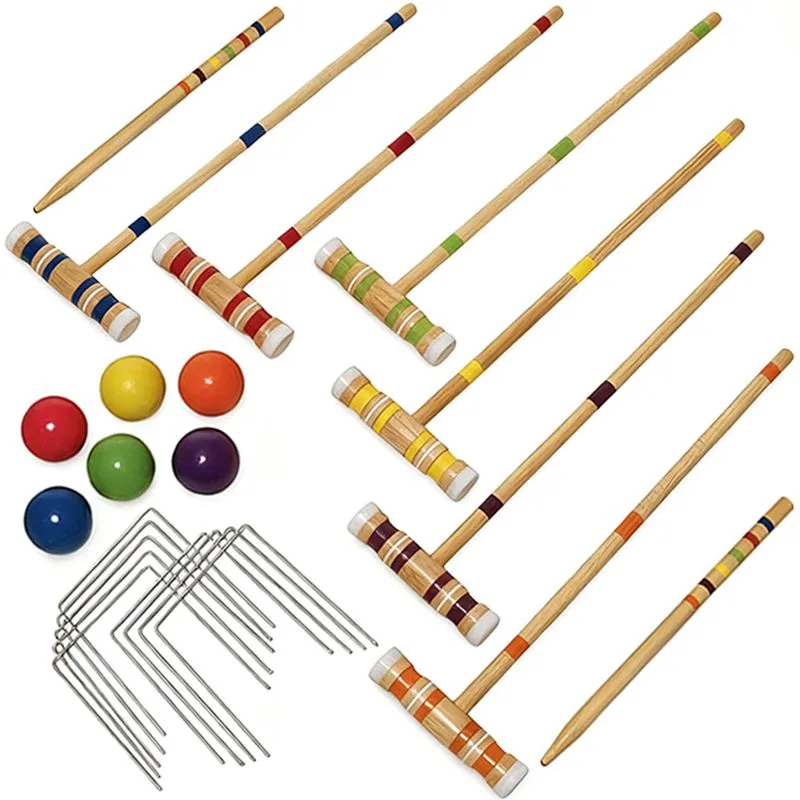 Croquet 6 Player Set Outdoor Backyard Lawn Croquette Game Lawn Hook Game