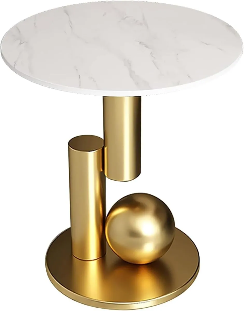 Modern Marble Top Side Table - White, Gold