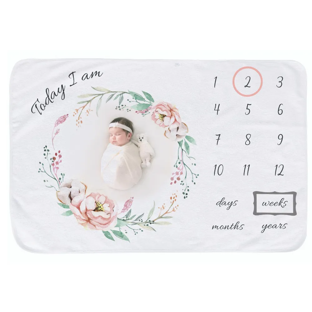 Fleece Milestone Memory Newborn Baby Blanket